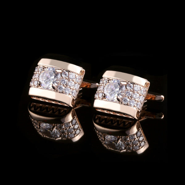 1 par de gemelos de diamantes de imitación para hombre