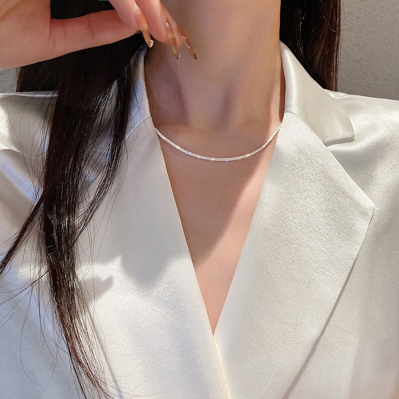 Vintage Multi-layer Sparkling Chain Choker Necklace