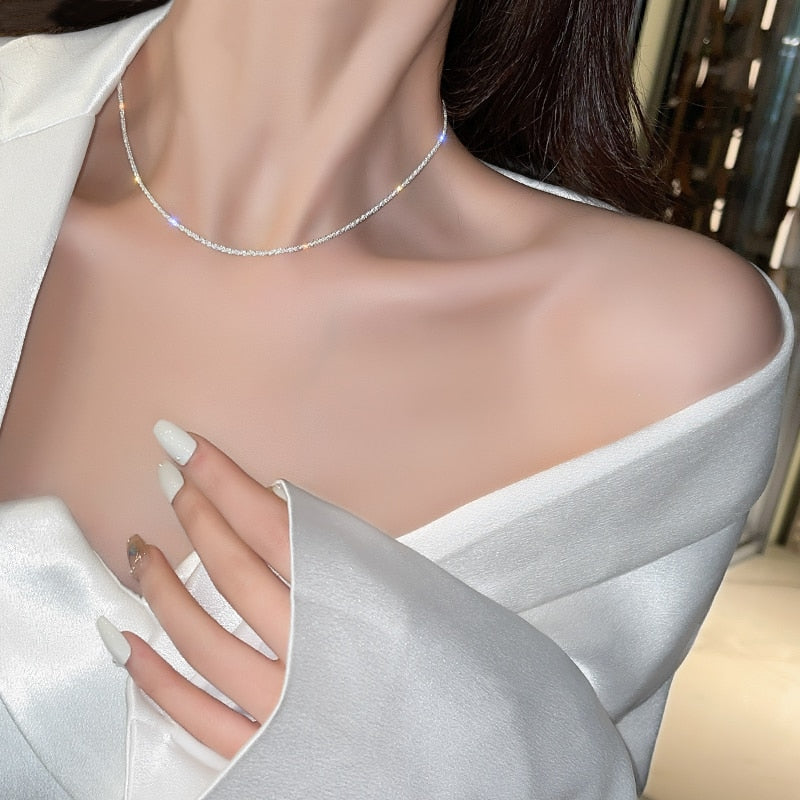 Vintage Multi-layer Sparkling Chain Choker Necklace