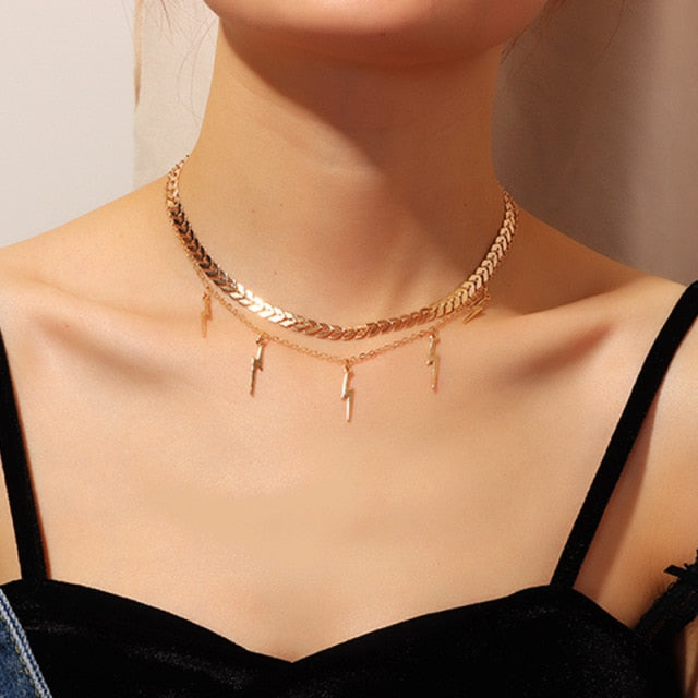 Vintage Multi-layer Sparkling Chain Choker Necklace