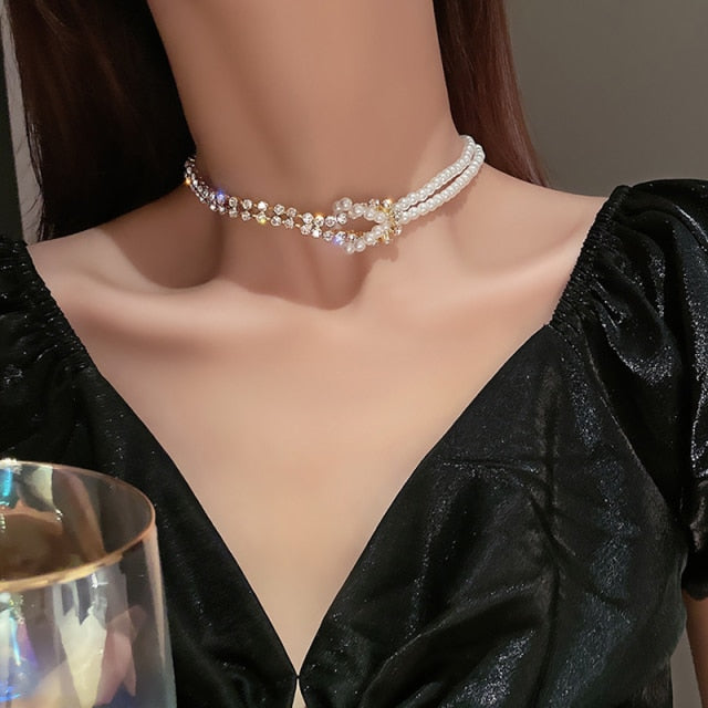 Vintage Multi-layer Sparkling Chain Choker Necklace