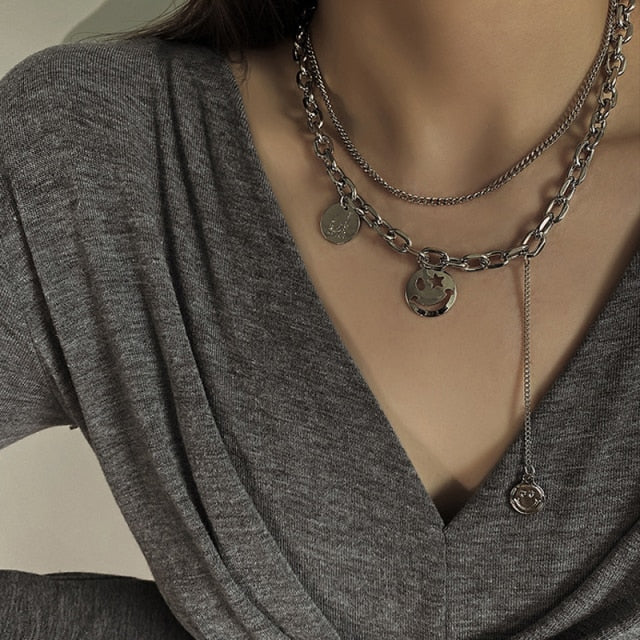Vintage Multi-layer Sparkling Chain Choker Necklace