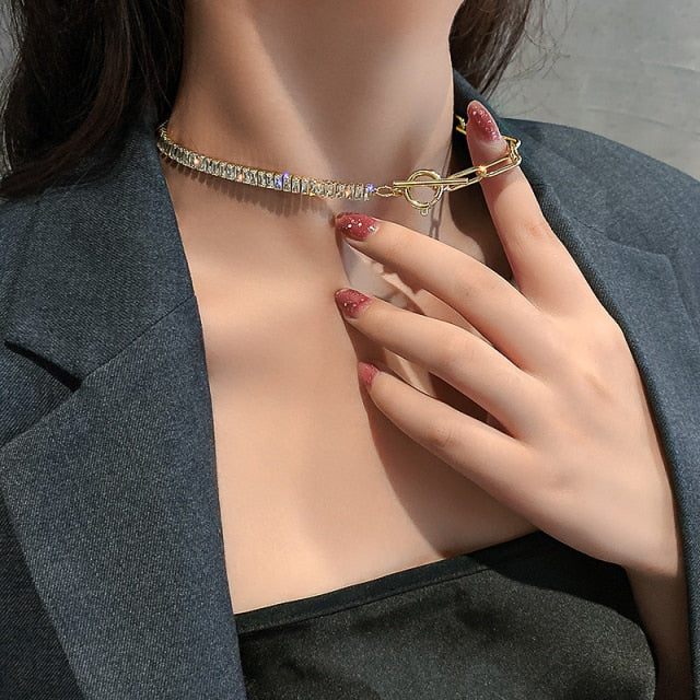 Vintage Multi-layer Sparkling Chain Choker Necklace