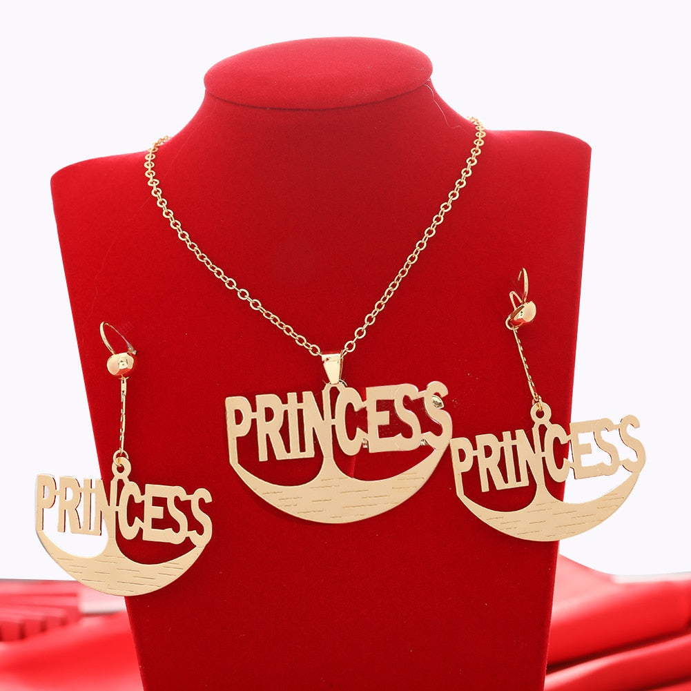 Dubai Gold Color Letter Jewelry Sets