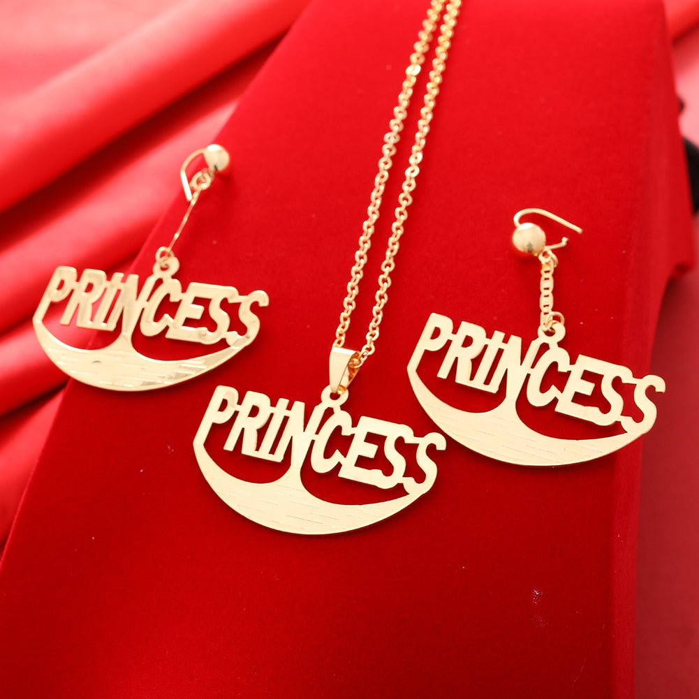Dubai Gold Color Letter Jewelry Sets