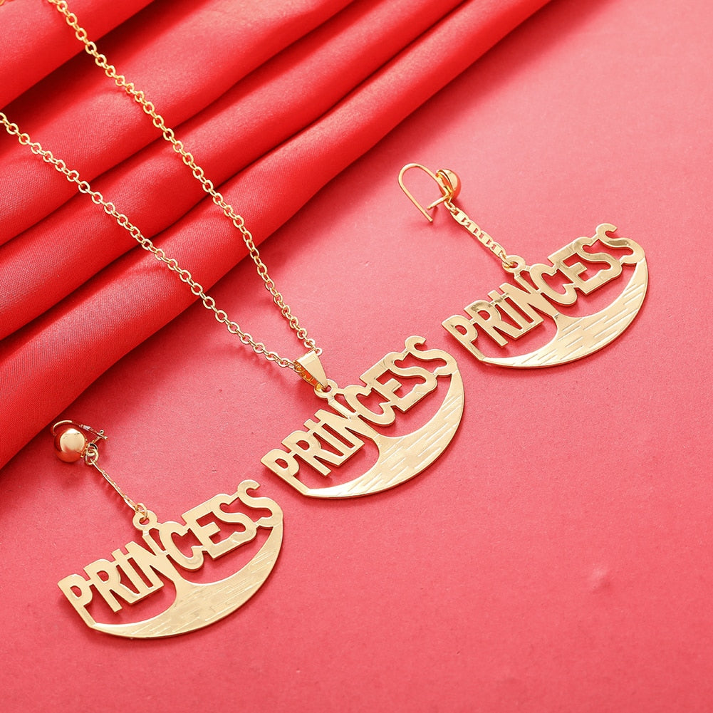 Dubai Gold Color Letter Jewelry Sets