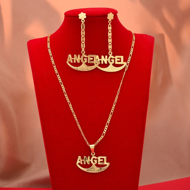 Dubai Gold Color Letter Jewelry Sets