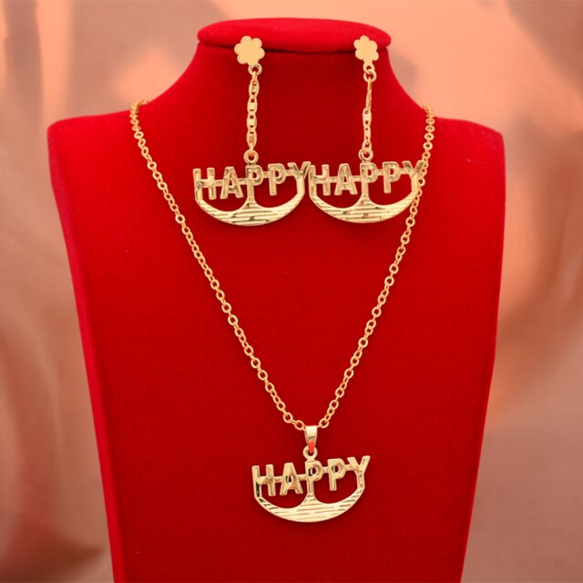 Dubai Gold Color Letter Jewelry Sets