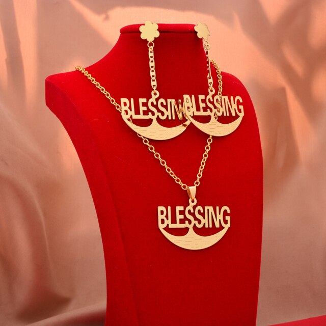 Dubai Gold Color Letter Jewelry Sets