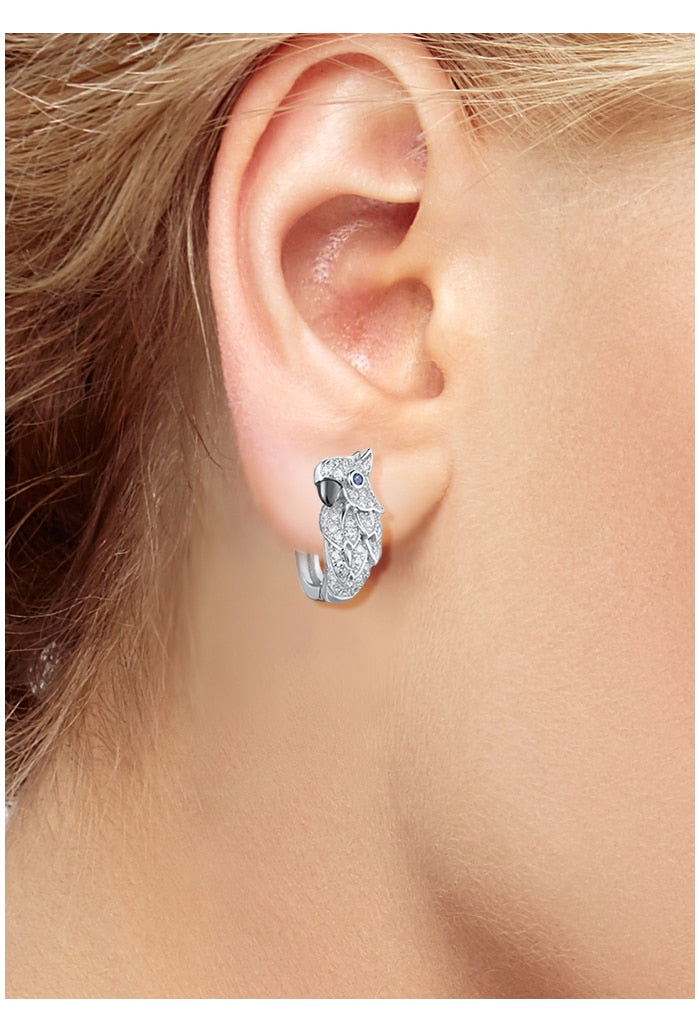 925 Sterling Silver Earrings For Women Sparkling Blue/White CZ Earrings