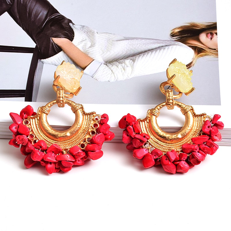 Colorful Rhinestone Dangle Metal Drop Earrings