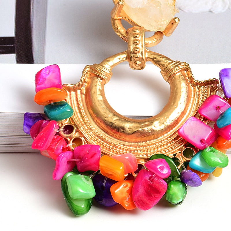 Colorful Rhinestone Dangle Metal Drop Earrings