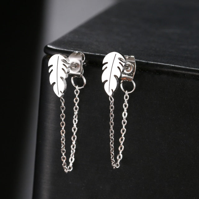 Geometric Element Stars Heart Fashion Tassel Chain Earrings