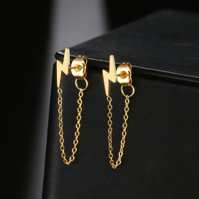 Geometric Element Stars Heart Fashion Tassel Chain Earrings