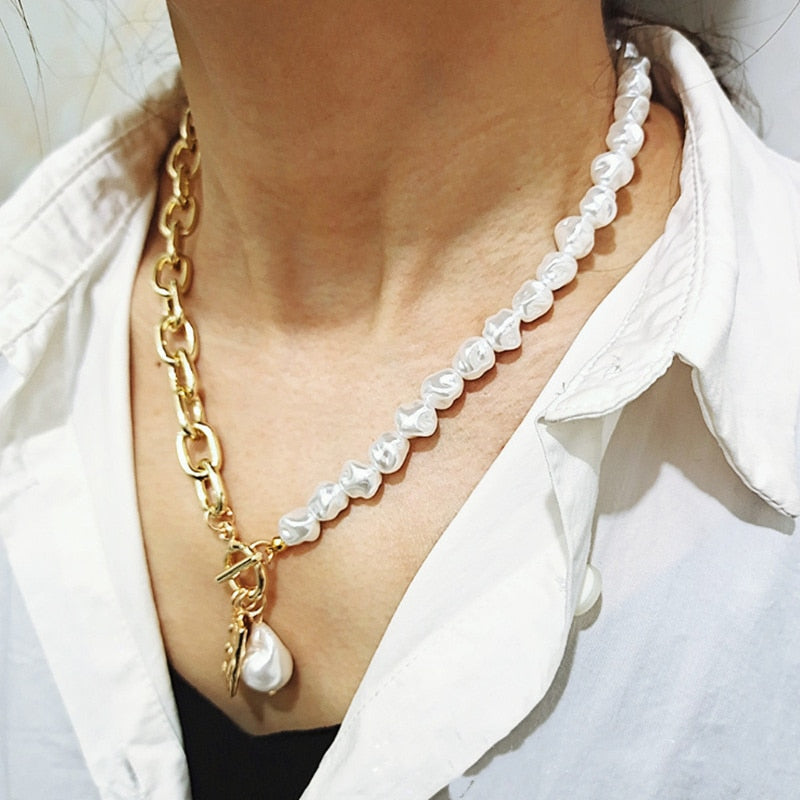 Irregular Pearl Choker Necklaces for Women