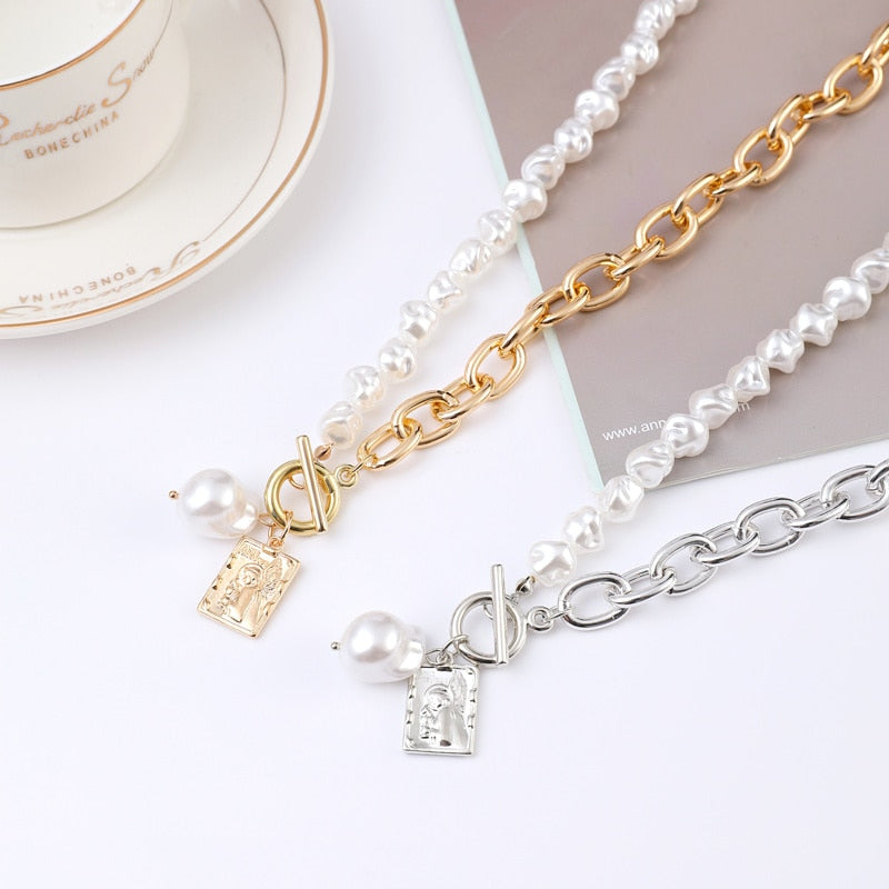 Irregular Pearl Choker Necklaces for Women