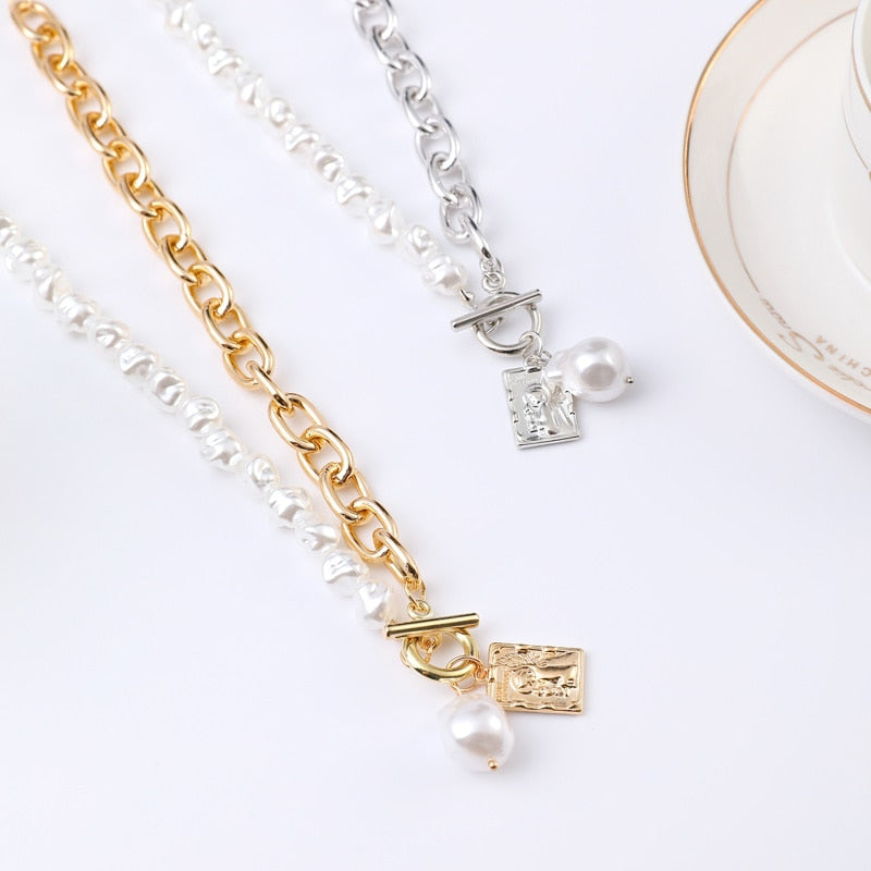 Irregular Pearl Choker Necklaces for Women