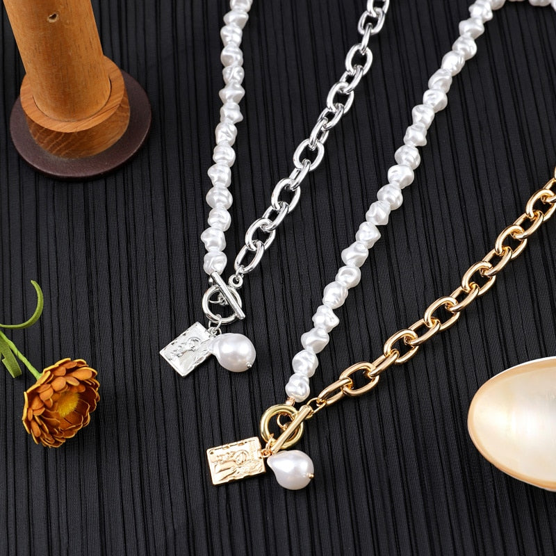 Irregular Pearl Choker Necklaces for Women