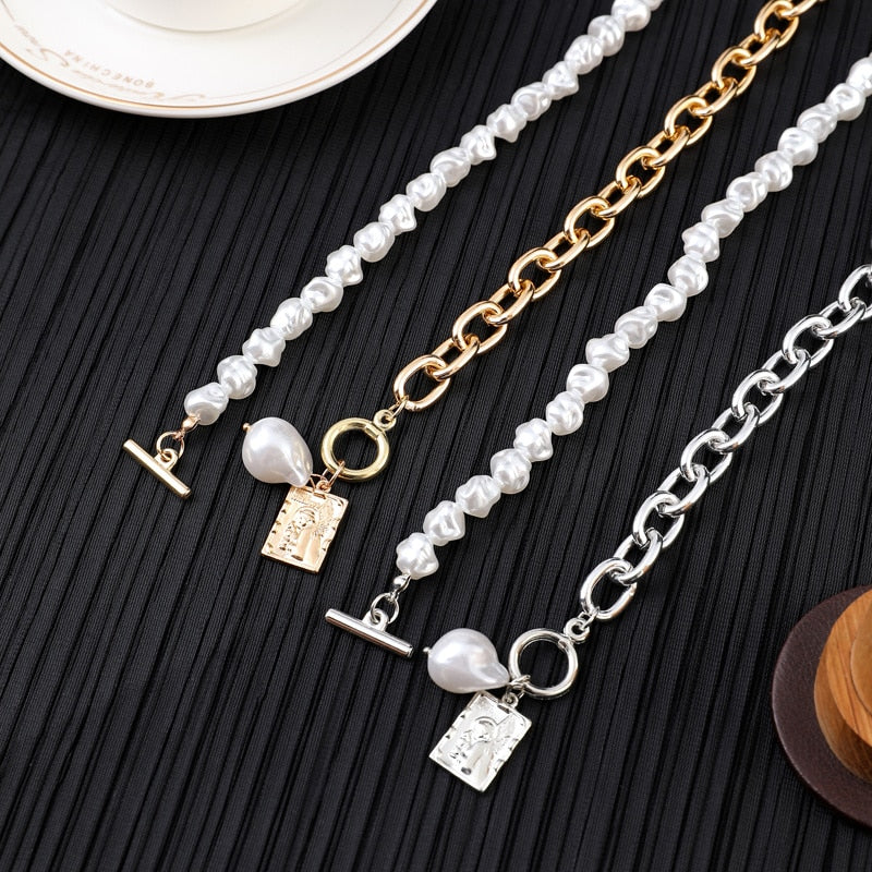 Irregular Pearl Choker Necklaces for Women