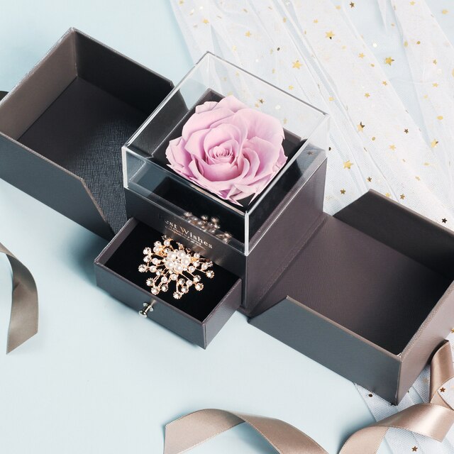 Everlasting Flower Jewelry Storage Box Women Earrings Gifts Box