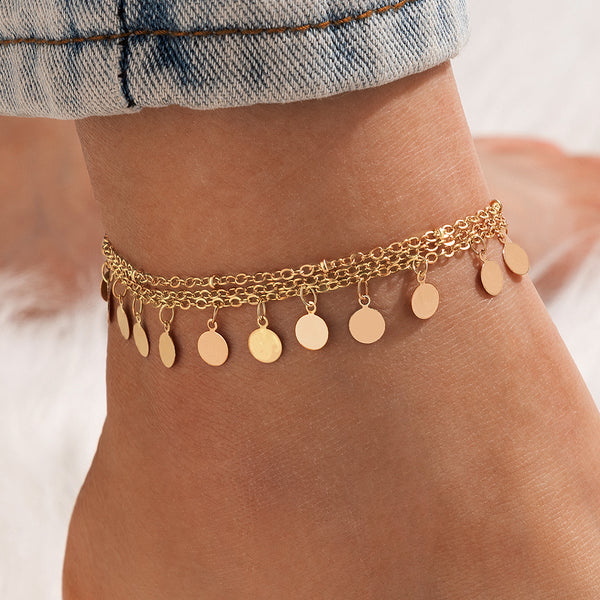 Tobilleras con borlas de oblea doradas Tocona Charms para mujer