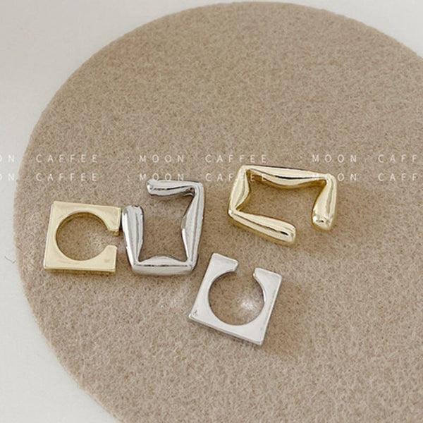 Gold Silver Color Geometric Square Ear Cuffs for women