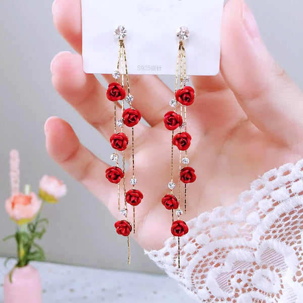Fashion Rose Petal Drop Earrings for Women
