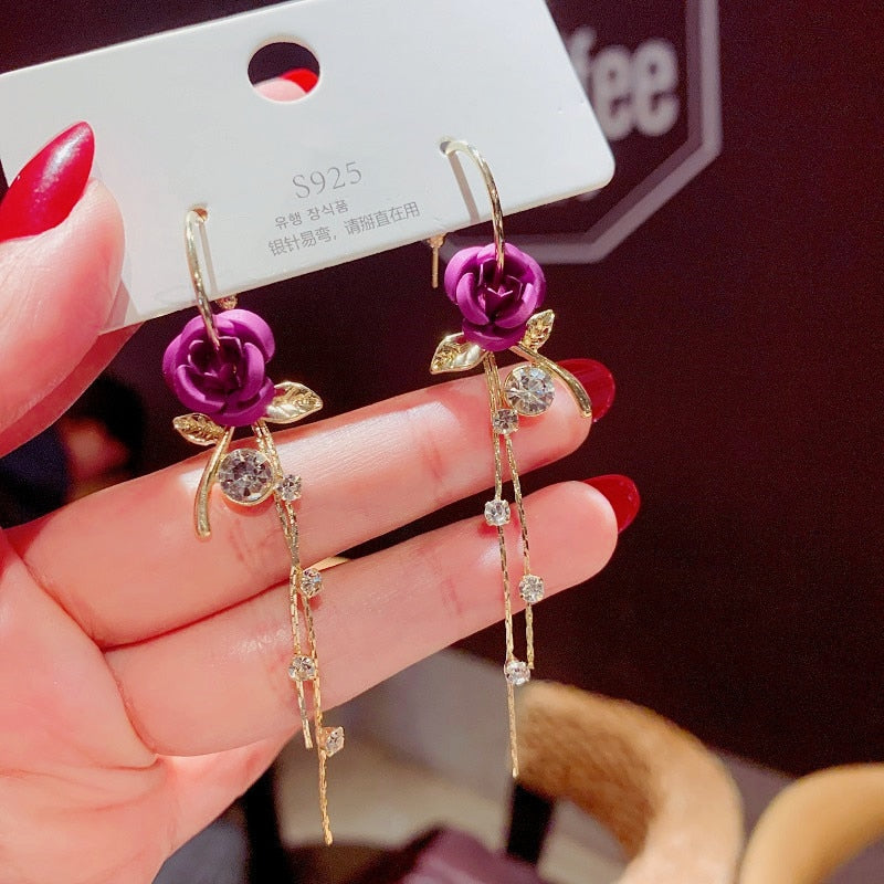 Fashion Rose Petal Drop Earrings for Women