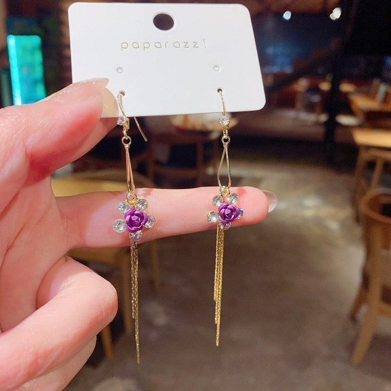 Fashion Rose Petal Drop Earrings for Women