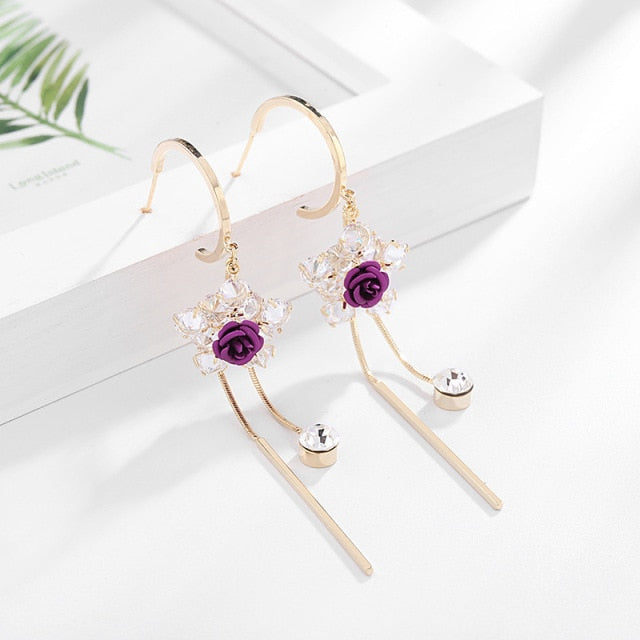 Fashion Rose Petal Drop Earrings for Women