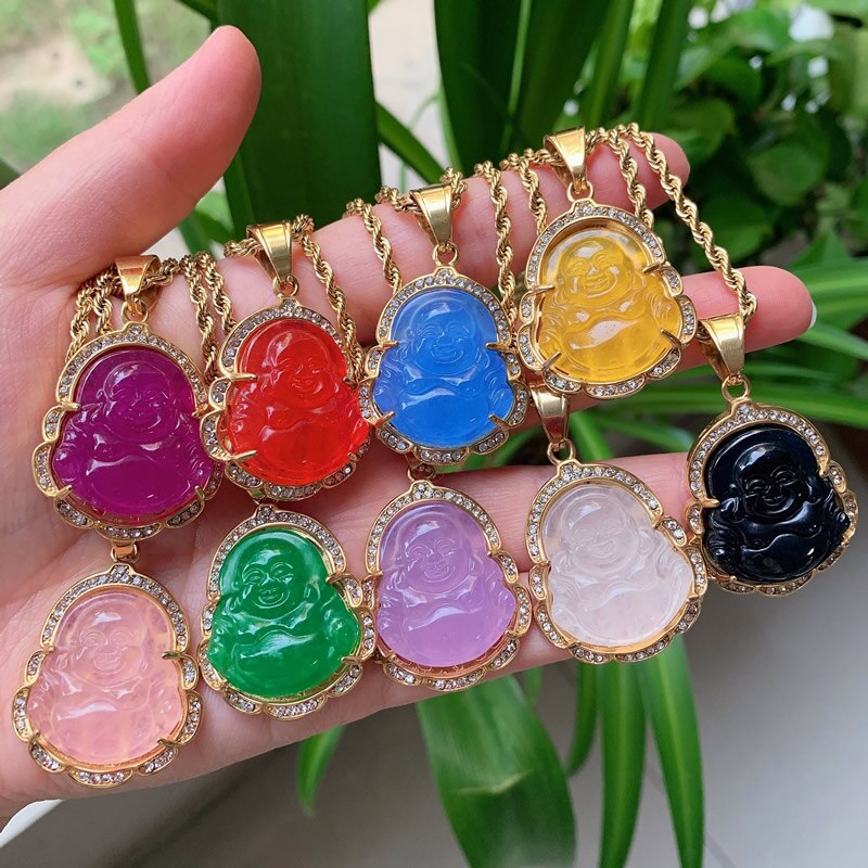Crystal Buddha Pendant Necklace