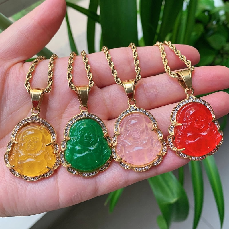 Crystal Buddha Pendant Necklace