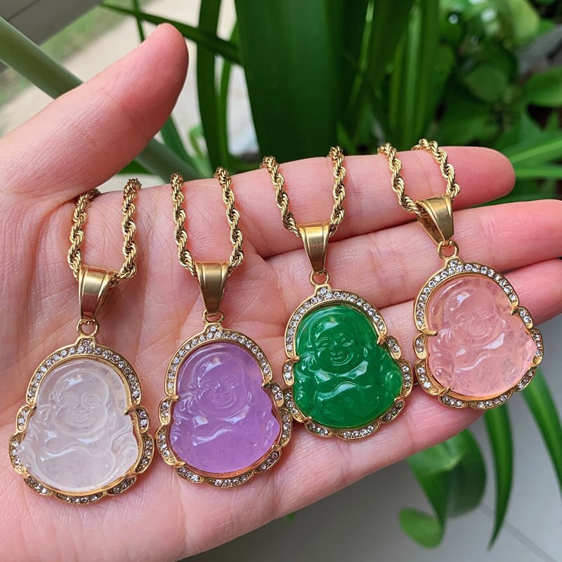 Crystal Buddha Pendant Necklace
