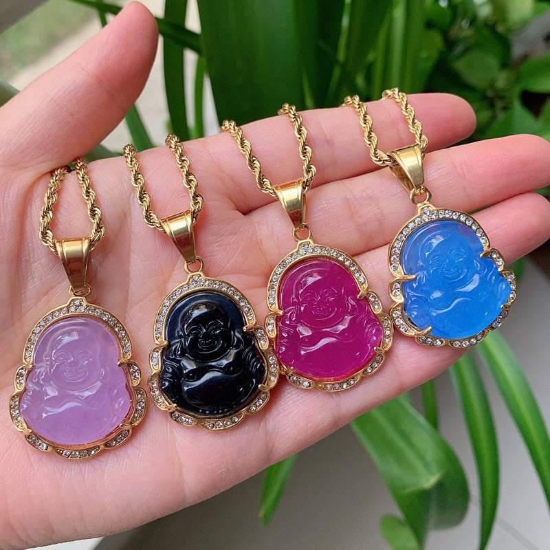 Crystal Buddha Pendant Necklace