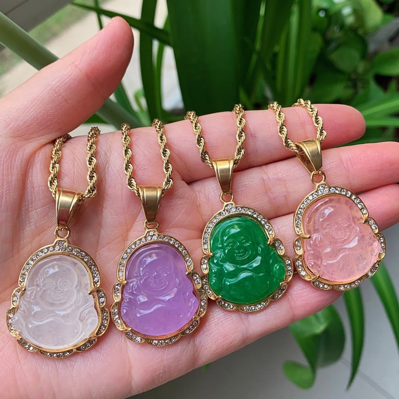 Crystal Buddha Pendant Necklace