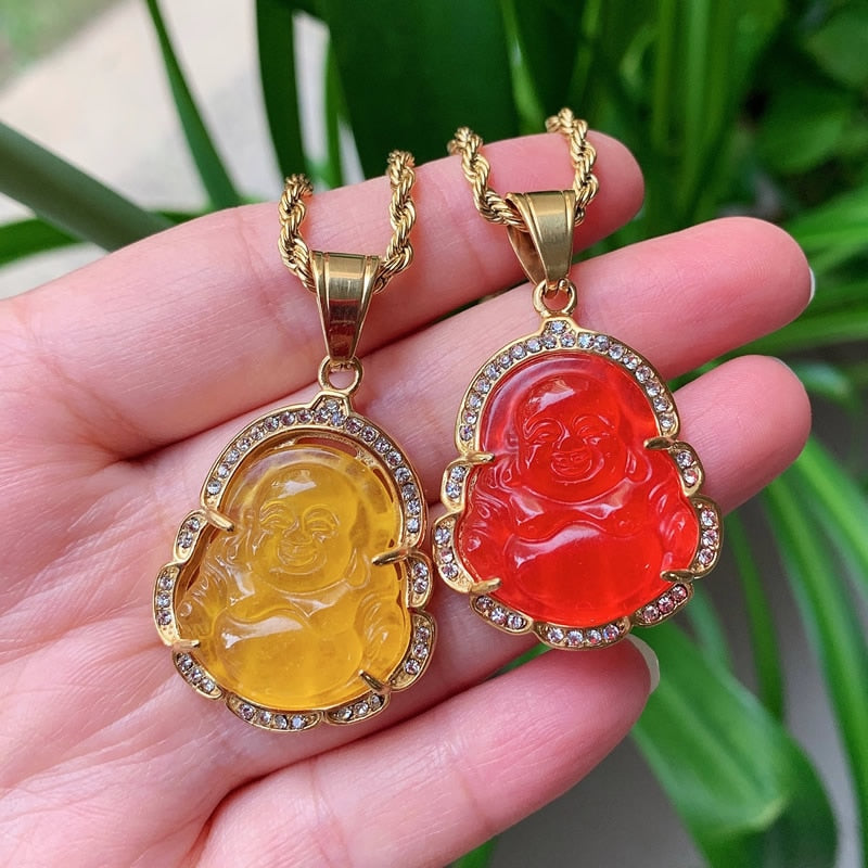Crystal Buddha Pendant Necklace