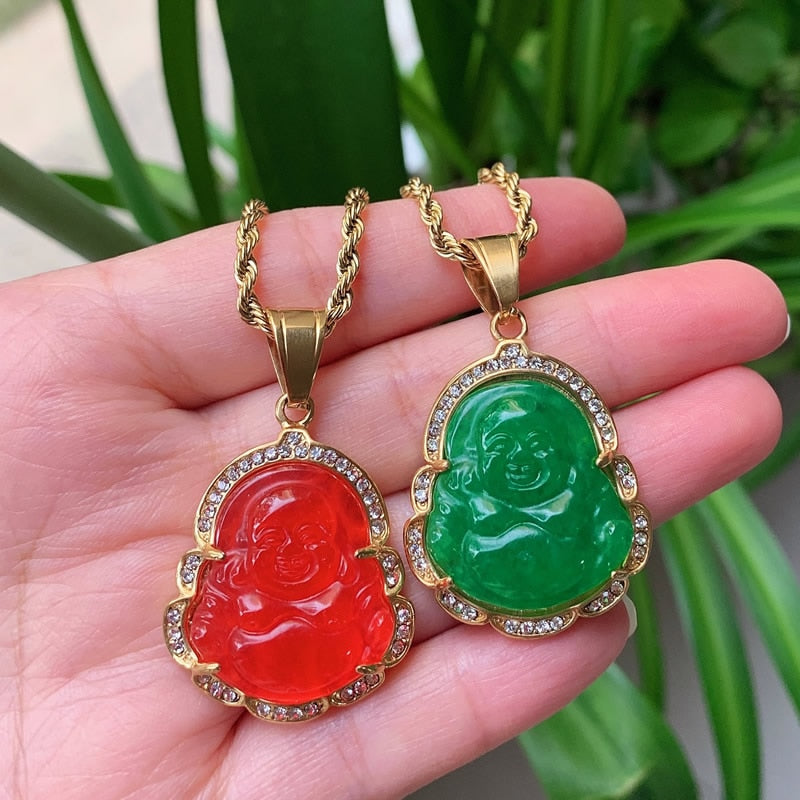 Crystal Buddha Pendant Necklace