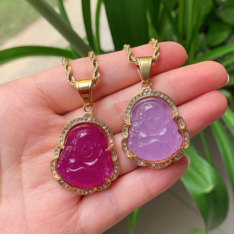 Crystal Buddha Pendant Necklace