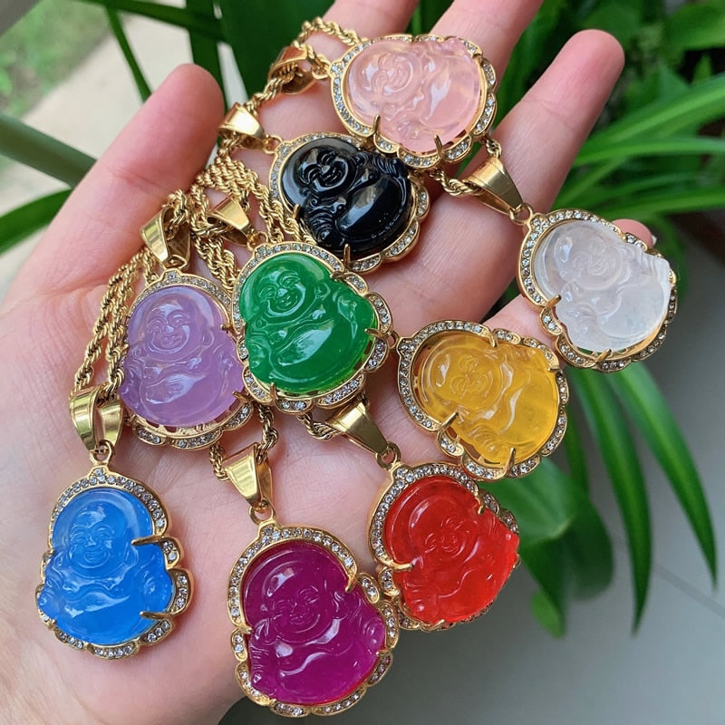 Crystal Buddha Pendant Necklace
