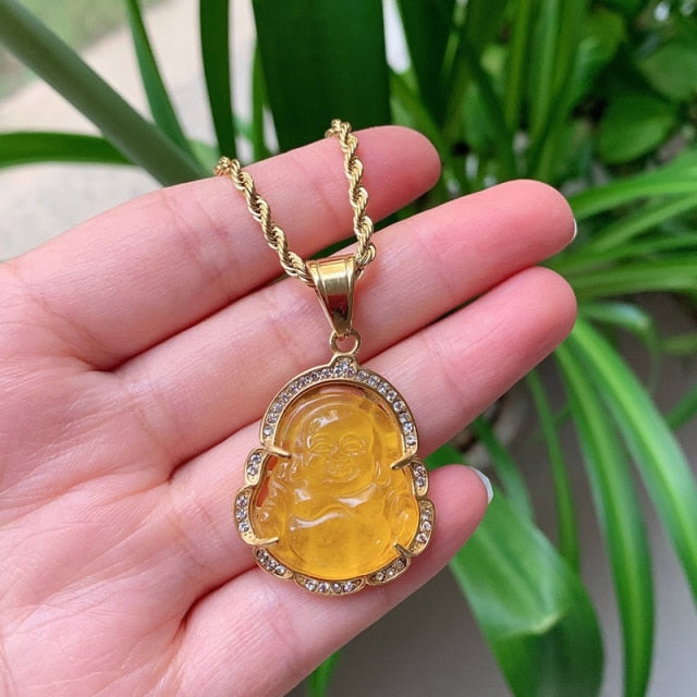 Crystal Buddha Pendant Necklace