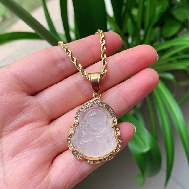 Crystal Buddha Pendant Necklace
