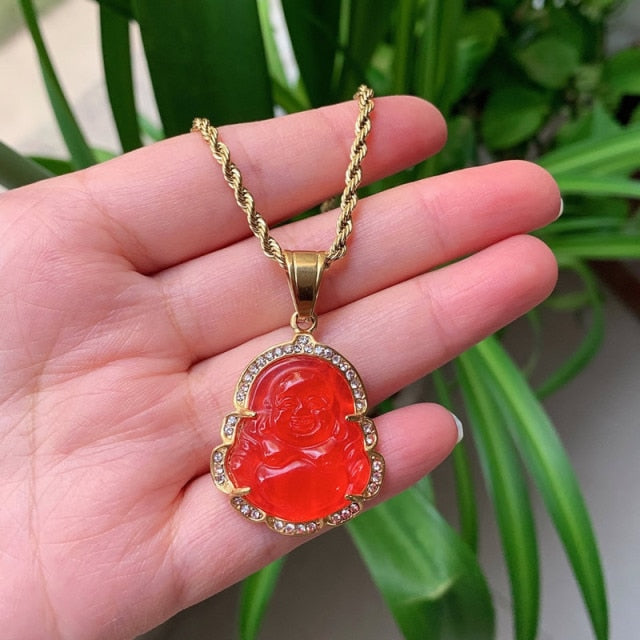 Crystal Buddha Pendant Necklace