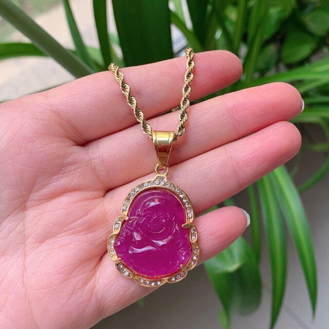 Crystal Buddha Pendant Necklace