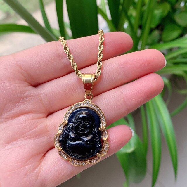 Crystal Buddha Pendant Necklace