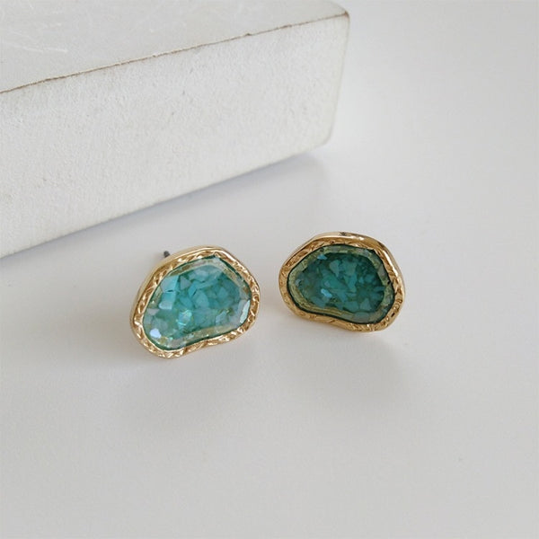 Clips para orejas con personalidad, forma irregular, piedra redonda, temperamento