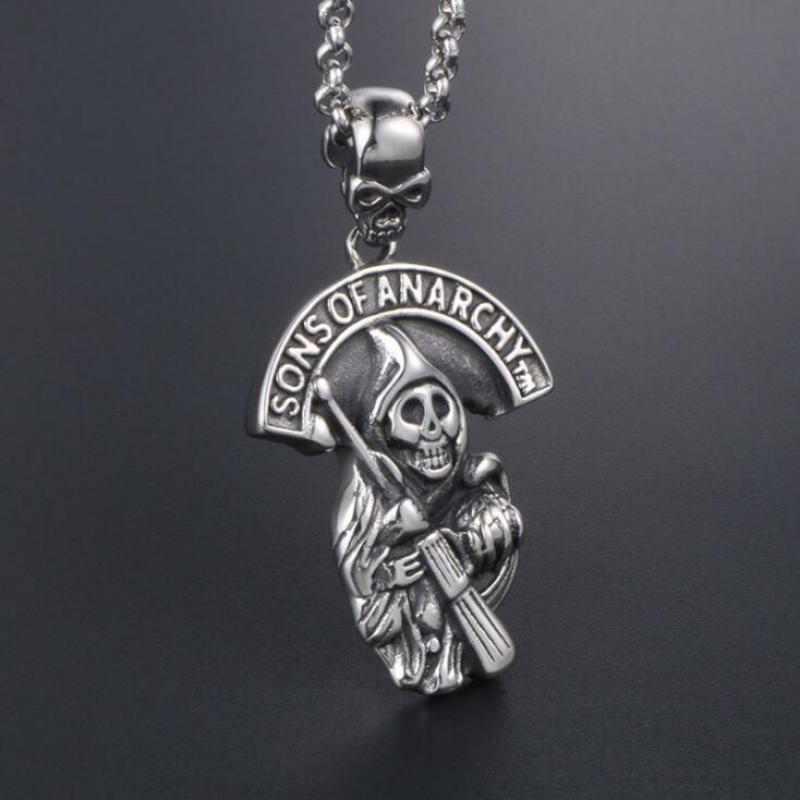 Vintage Punk Ghost Skull Mask Pendant Necklace
