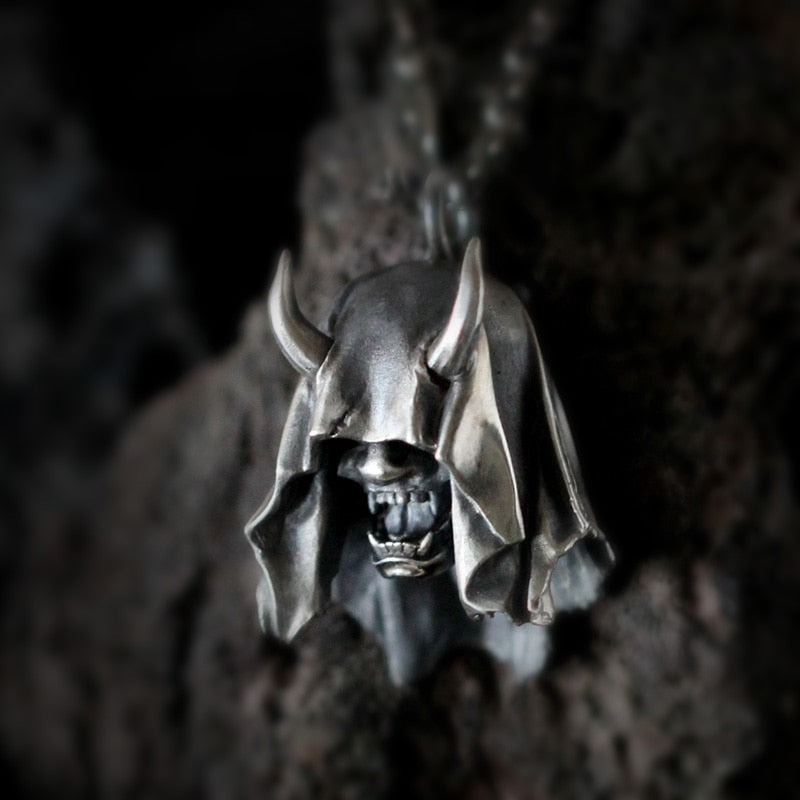 Vintage Punk Ghost Skull Mask Pendant Necklace