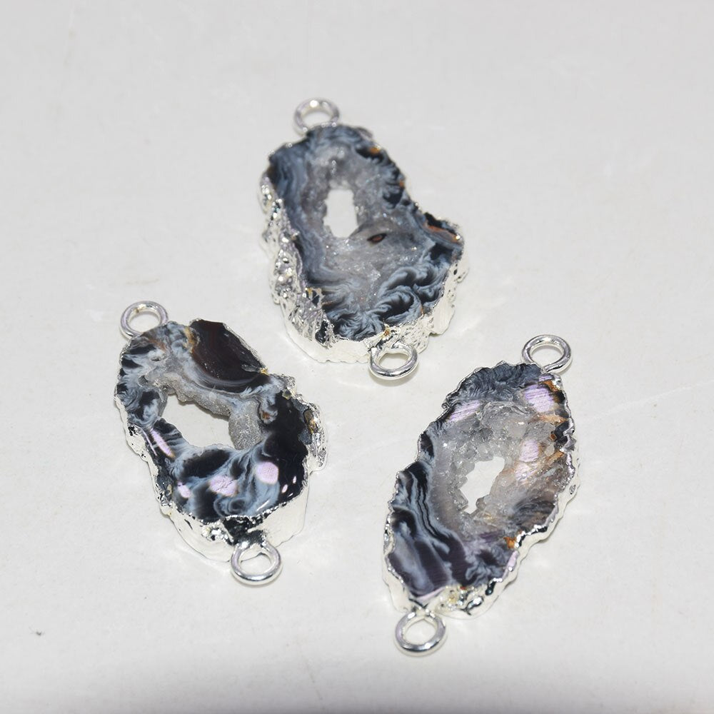 Natural Geode Vintage polish gem stones pendant