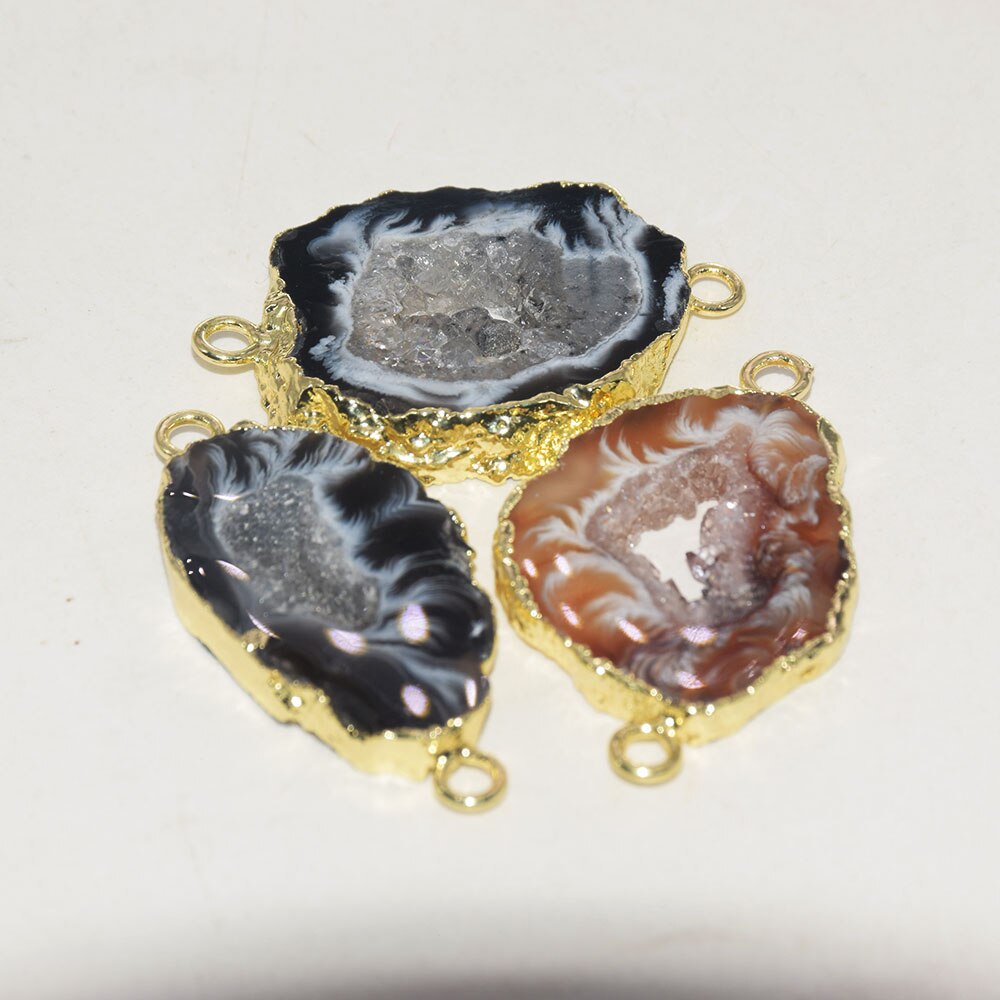 Natural Geode Vintage polish gem stones pendant
