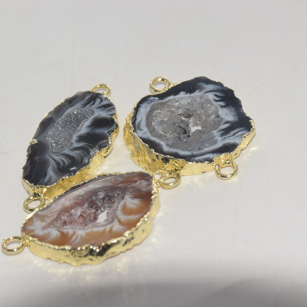 Natural Geode Vintage polish gem stones pendant